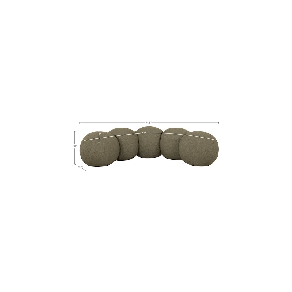 Apollo Olive Boucle Fabric Bench. Picture 9