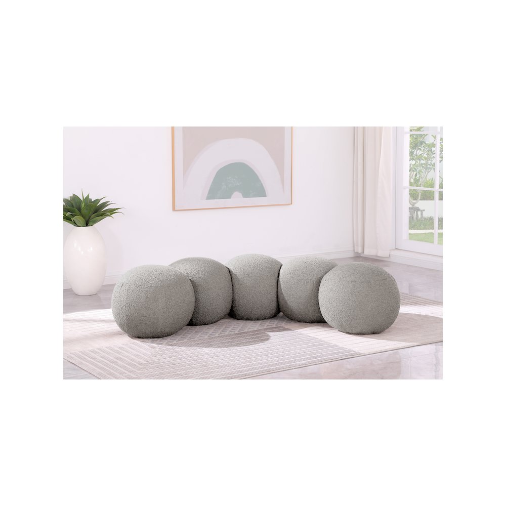 Apollo Taupe Boucle Fabric Bench. Picture 2