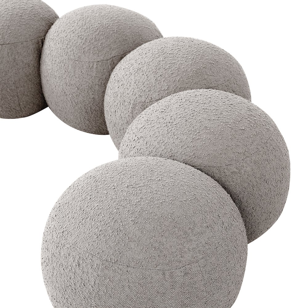 Apollo Taupe Boucle Fabric Bench. Picture 7