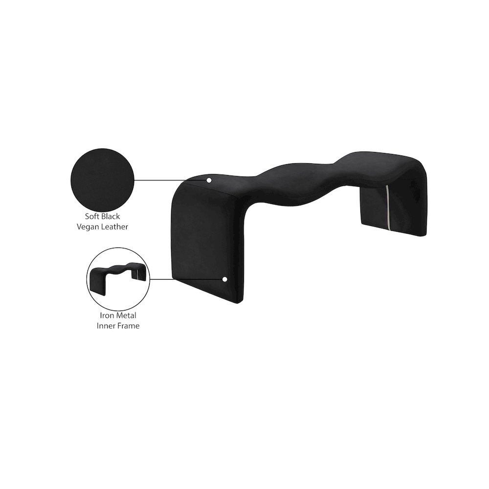 Willow Black Vegan Leather Bench. Picture 11