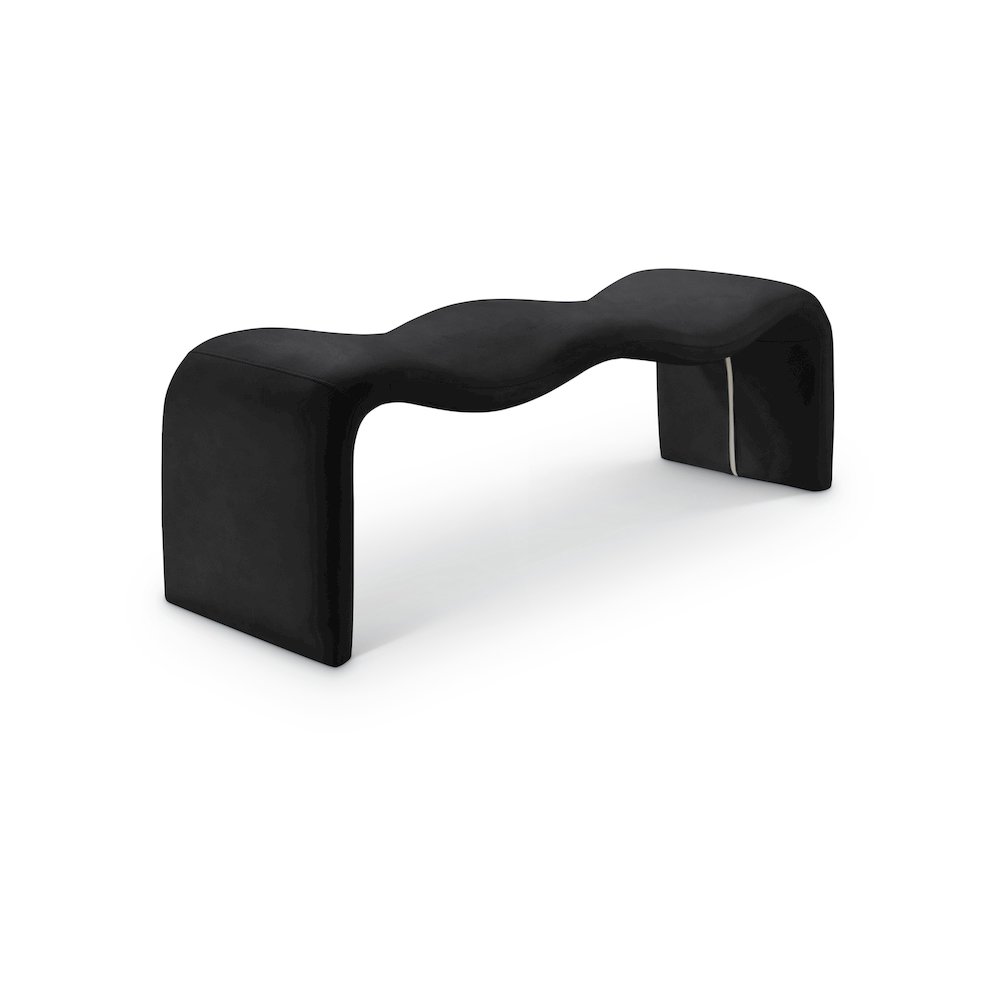 Willow Black Vegan Leather Bench. Picture 1