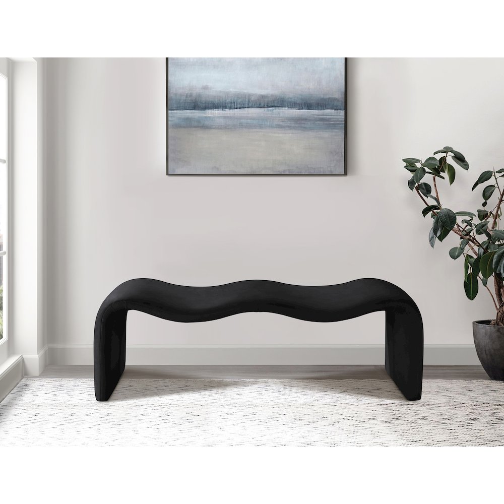 Willow Black Vegan Leather Bench. Picture 2