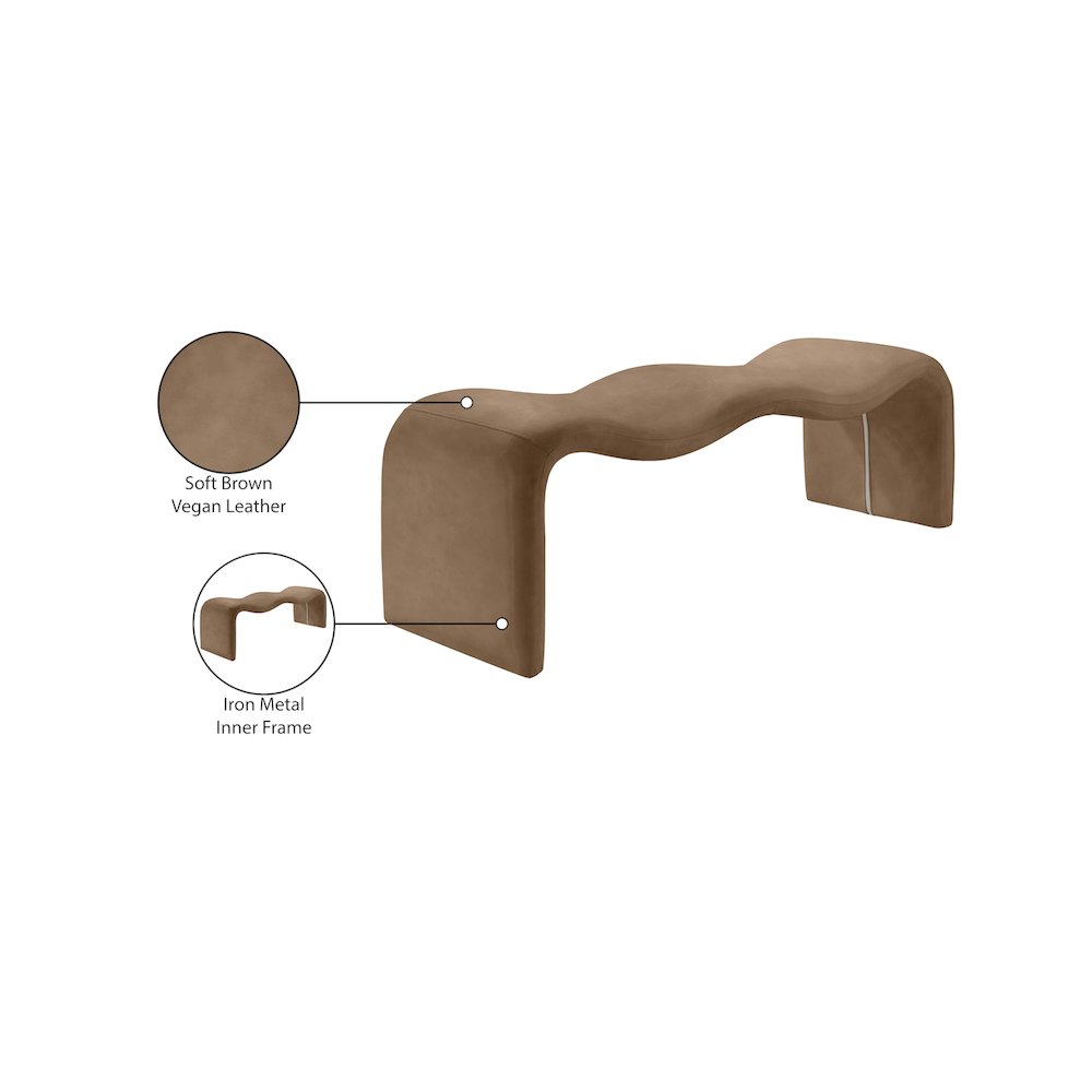 Willow Brown Vegan Leather Bench. Picture 11
