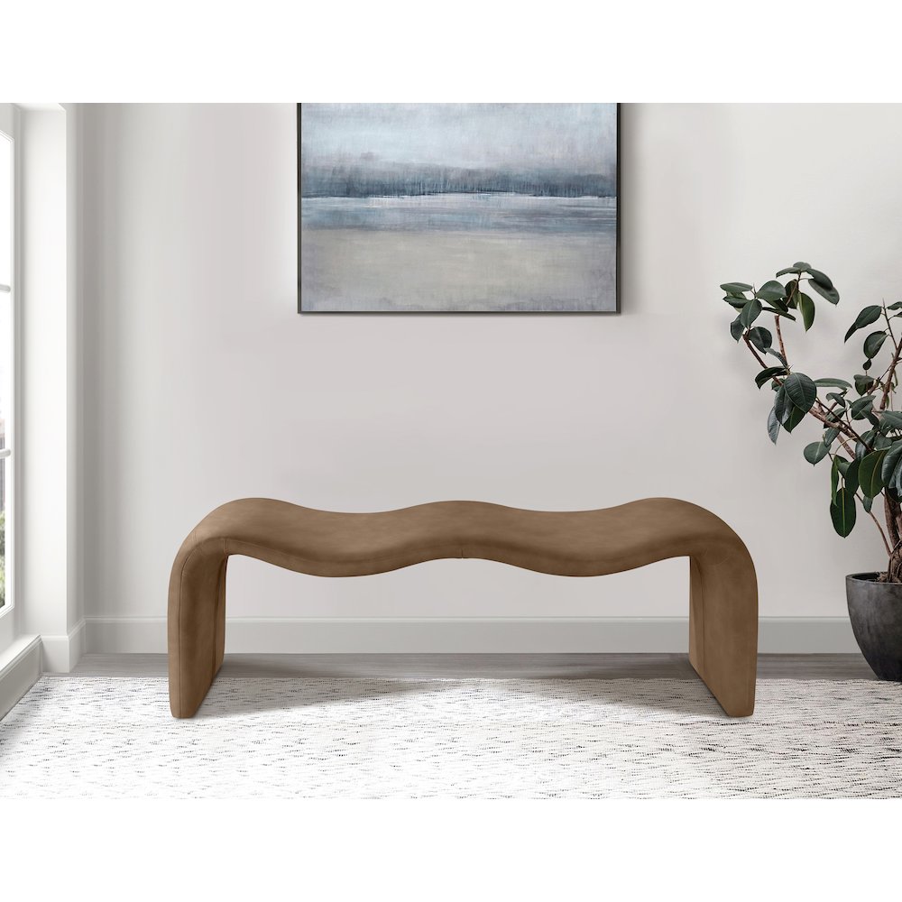 Willow Brown Vegan Leather Bench. Picture 2