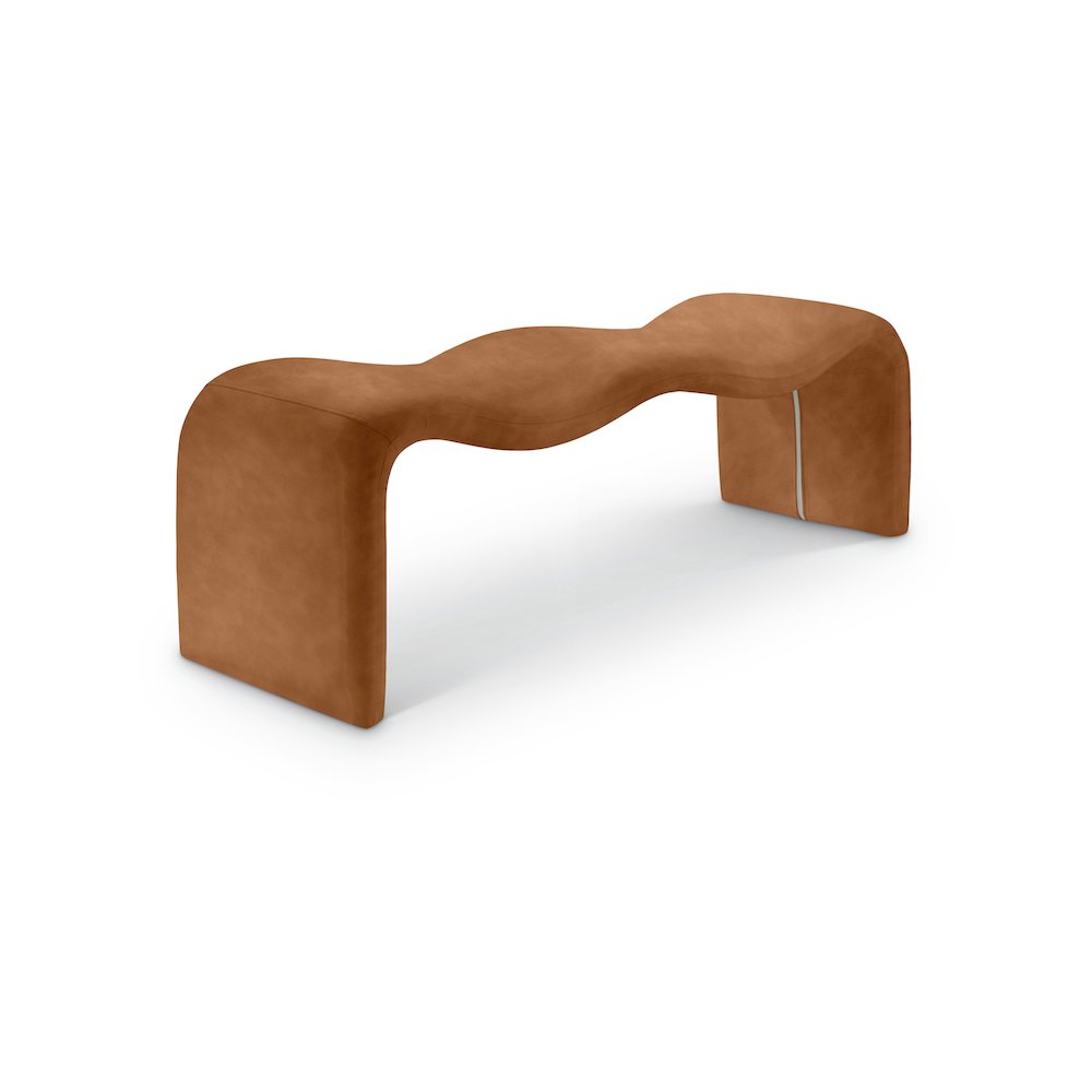 Willow Cognac Vegan Leather Bench. Picture 1