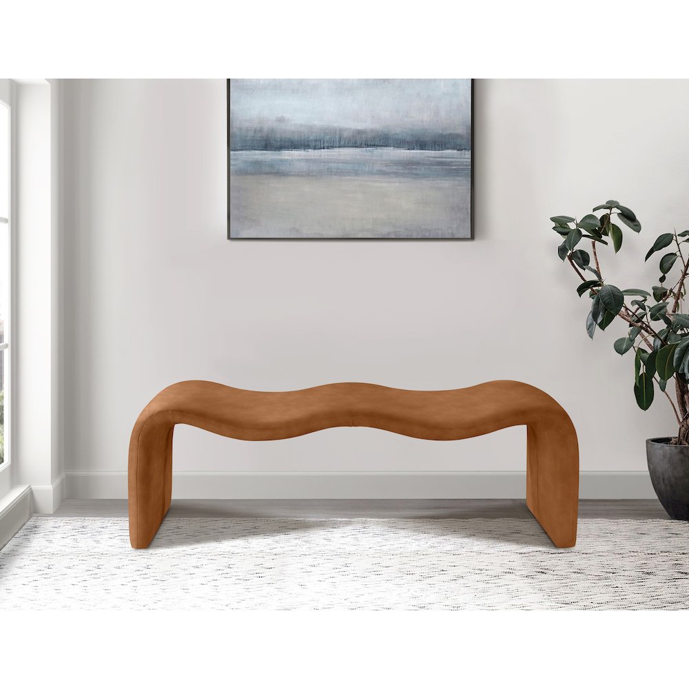 Willow Cognac Vegan Leather Bench. Picture 2