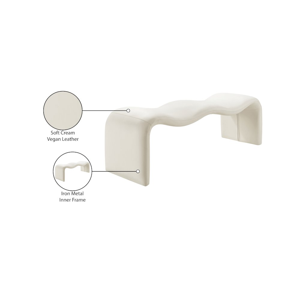 Willow Cream Vegan Leather Bench. Picture 11