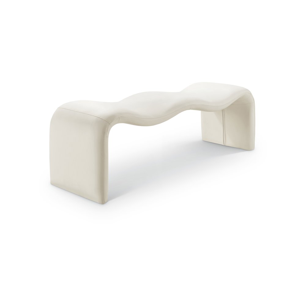 Willow Cream Vegan Leather Bench. Picture 1
