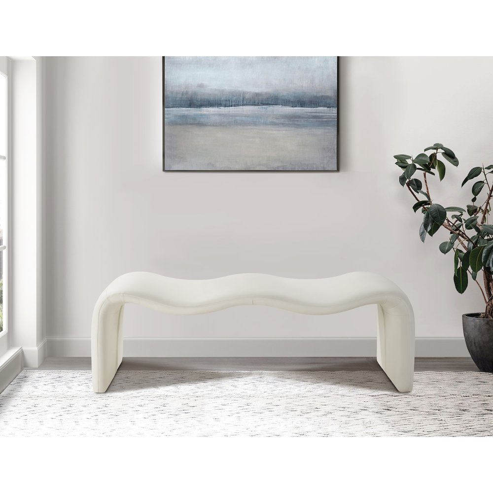 Willow Cream Vegan Leather Bench. Picture 2