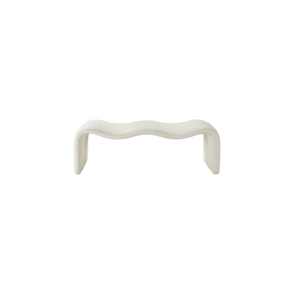 Willow Cream Vegan Leather Bench. Picture 3
