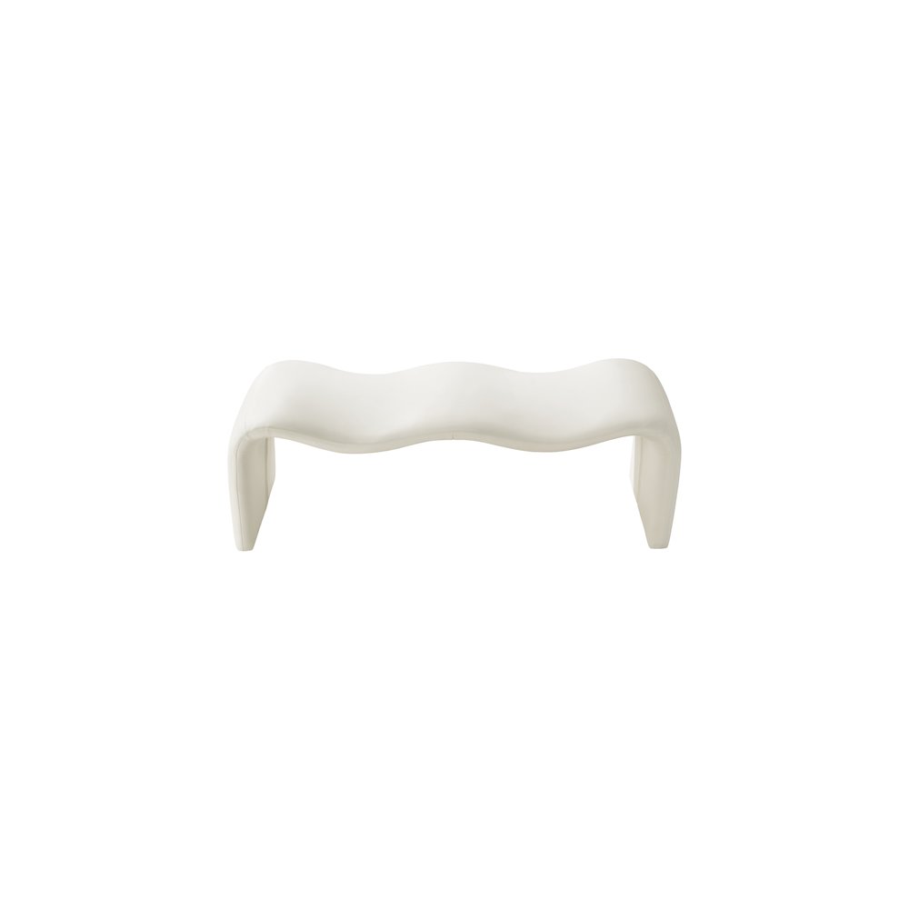 Willow Cream Vegan Leather Bench. Picture 5