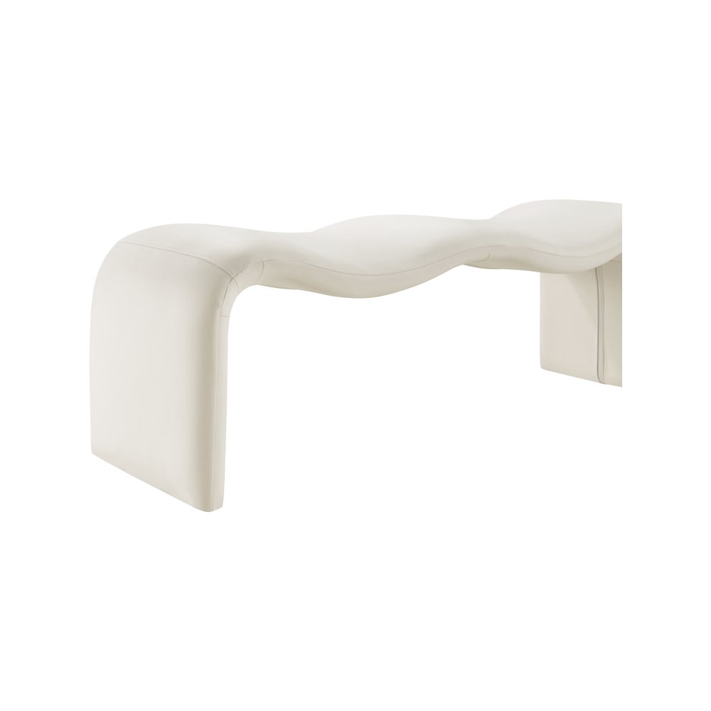 Willow Cream Vegan Leather Bench. Picture 8