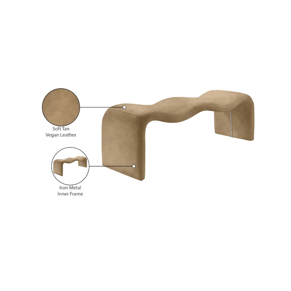 Willow Tan Vegan Leather Bench. Picture 11