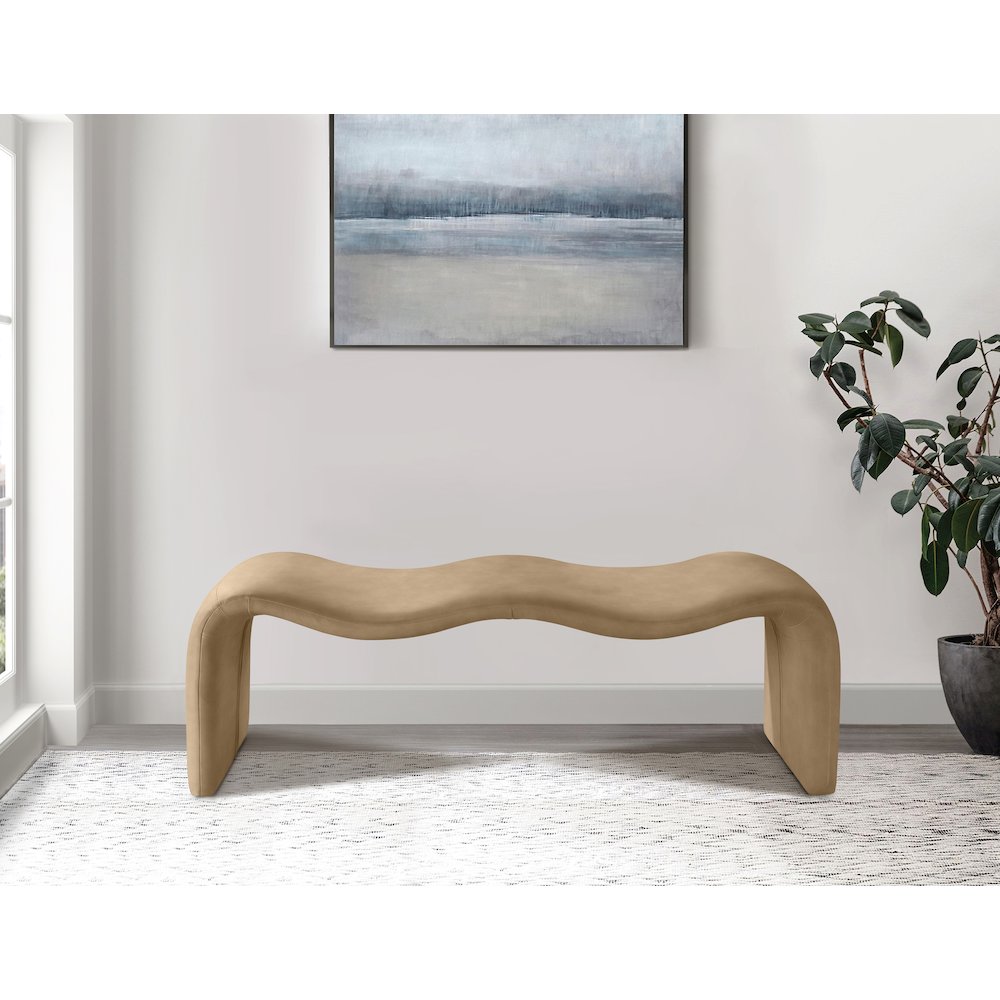 Willow Tan Vegan Leather Bench. Picture 2