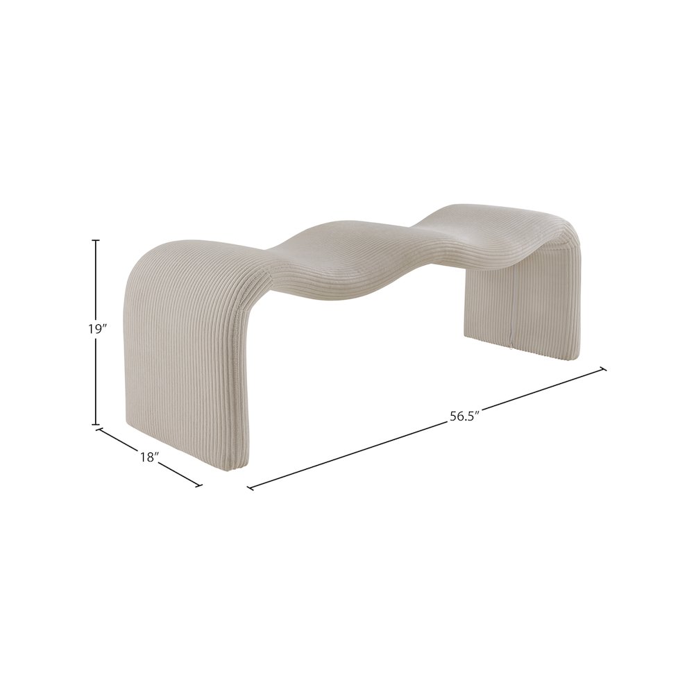 Willow Beige Corduroy Fabric Bench. Picture 10