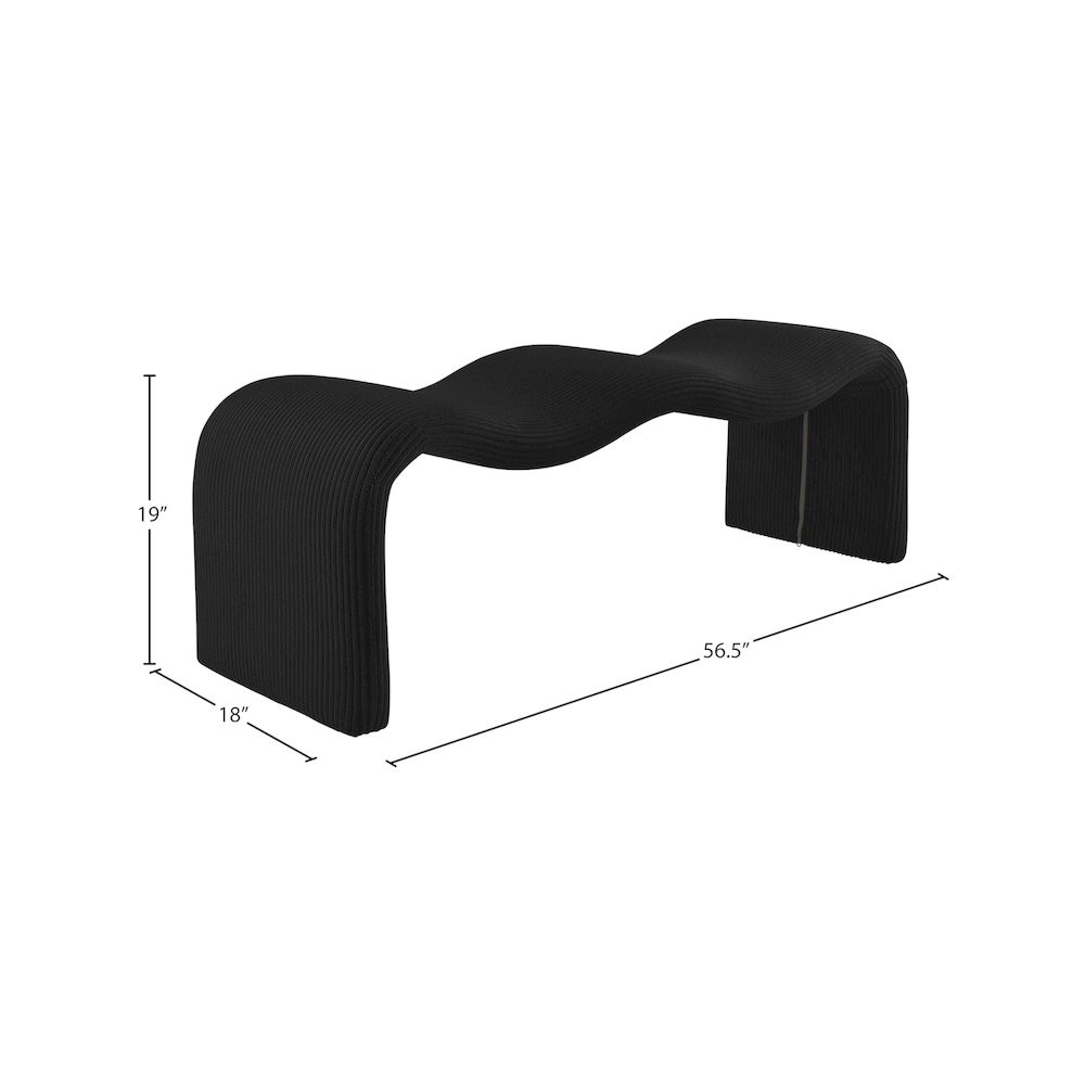 Willow Black Corduroy Fabric Bench. Picture 10