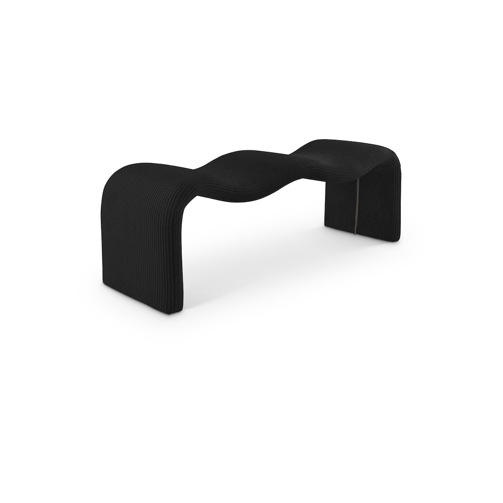 Willow Black Corduroy Fabric Bench. Picture 1