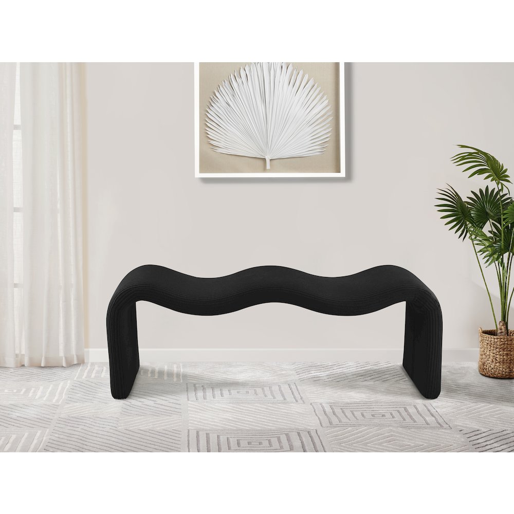 Willow Black Corduroy Fabric Bench. Picture 2
