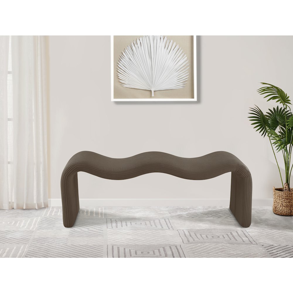 Willow Brown Corduroy Fabric Bench. Picture 2
