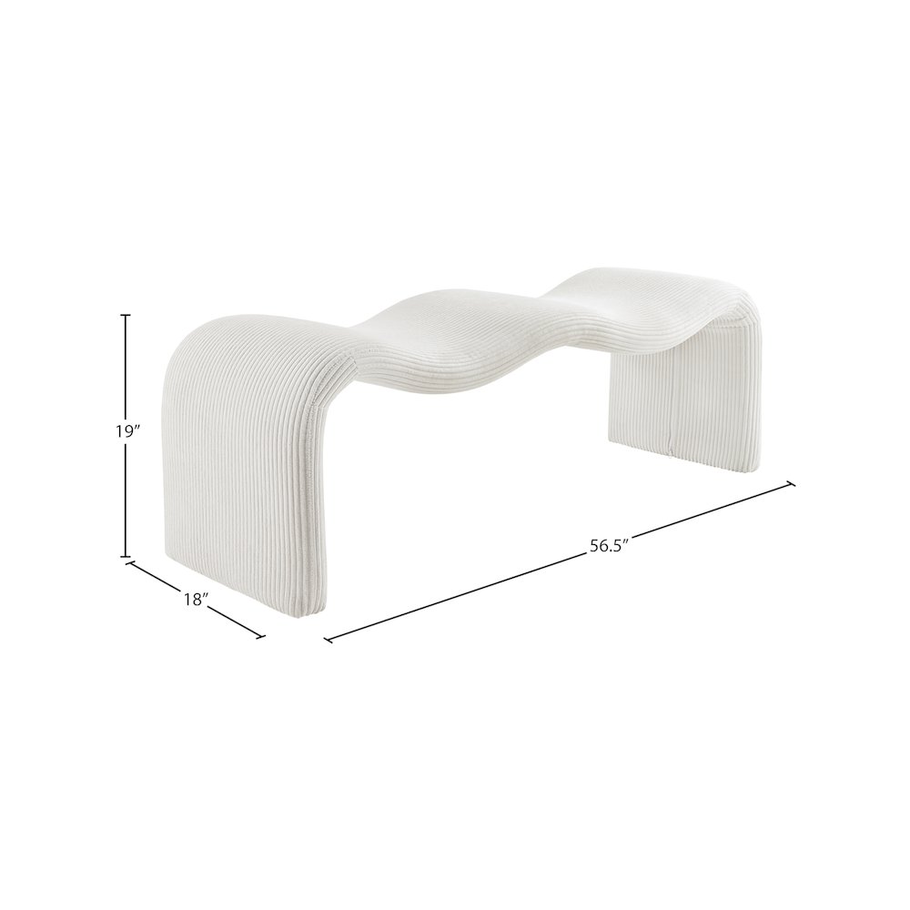 Willow Cream Corduroy Fabric Bench. Picture 10
