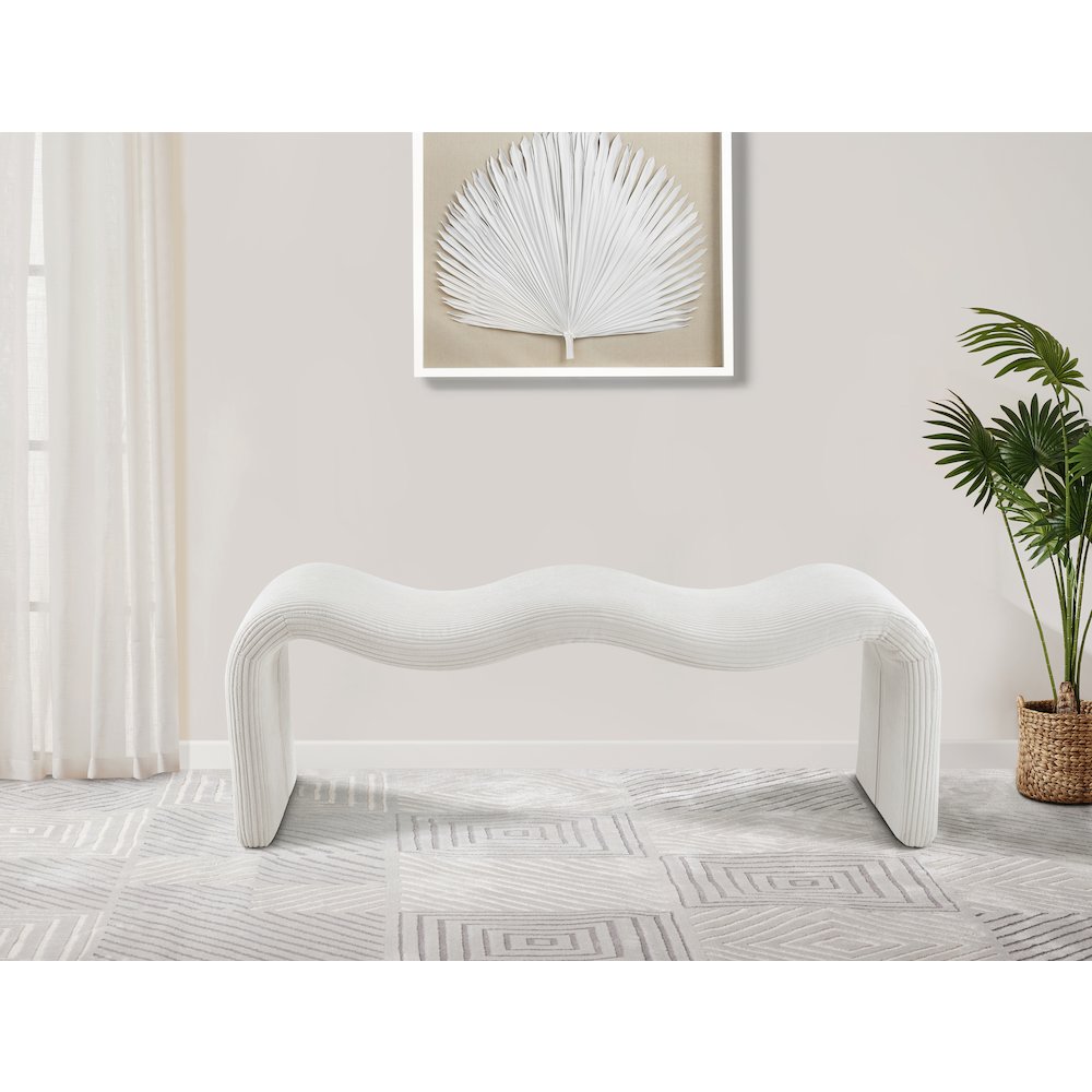 Willow Cream Corduroy Fabric Bench. Picture 2