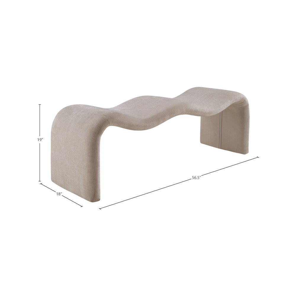 Willow Beige Chenille Fabric Bench. Picture 10
