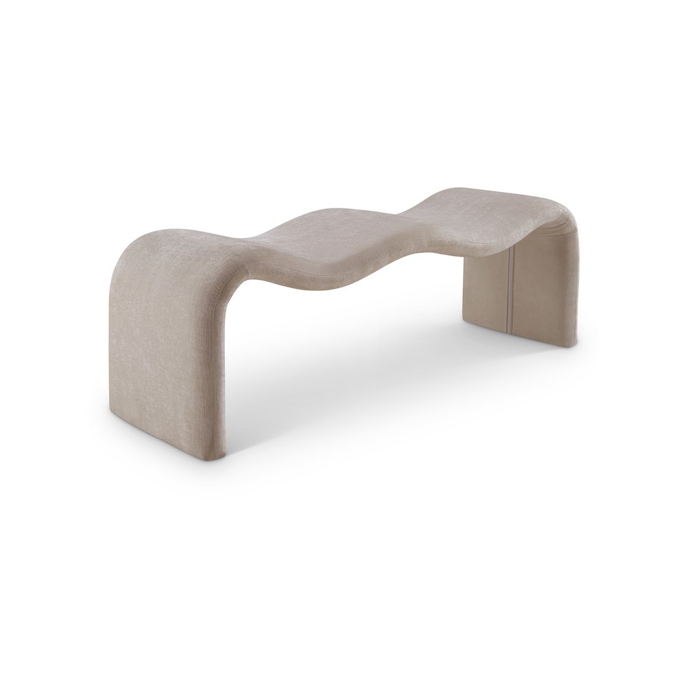 Willow Beige Chenille Fabric Bench. Picture 1