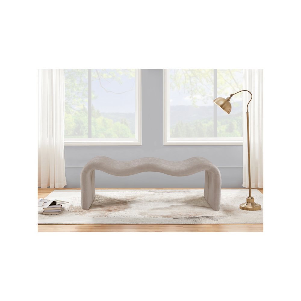 Willow Beige Chenille Fabric Bench. Picture 2