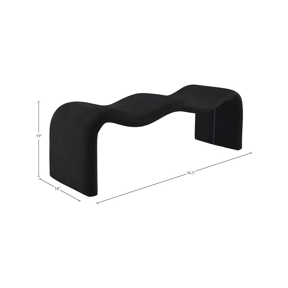 Willow Black Chenille Fabric Bench. Picture 10