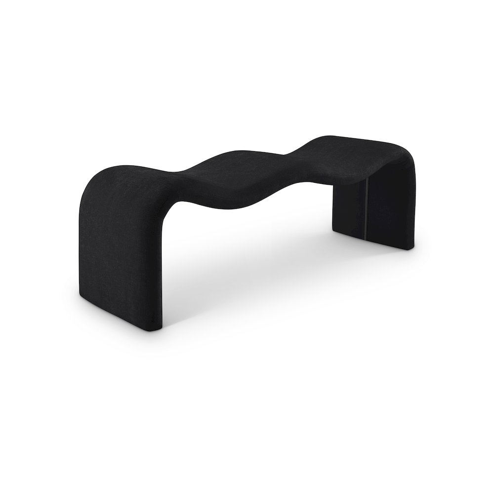 Willow Black Chenille Fabric Bench. Picture 1