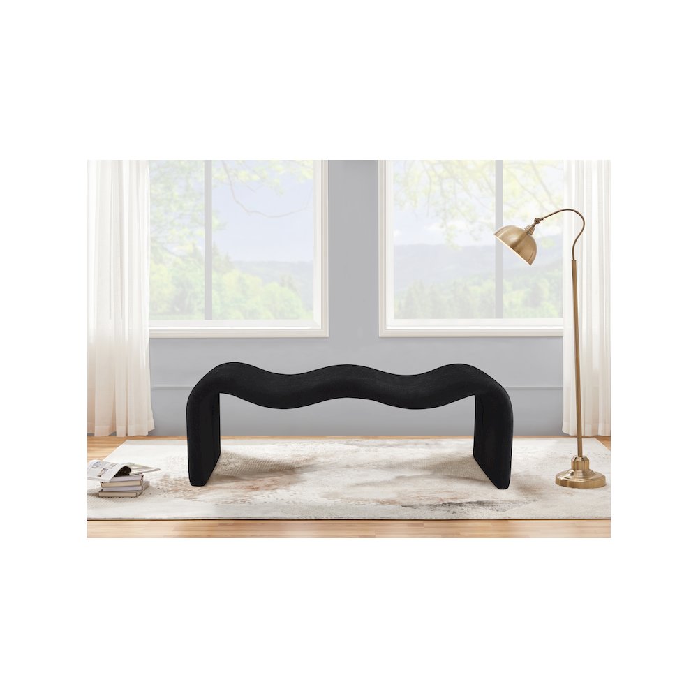 Willow Black Chenille Fabric Bench. Picture 2
