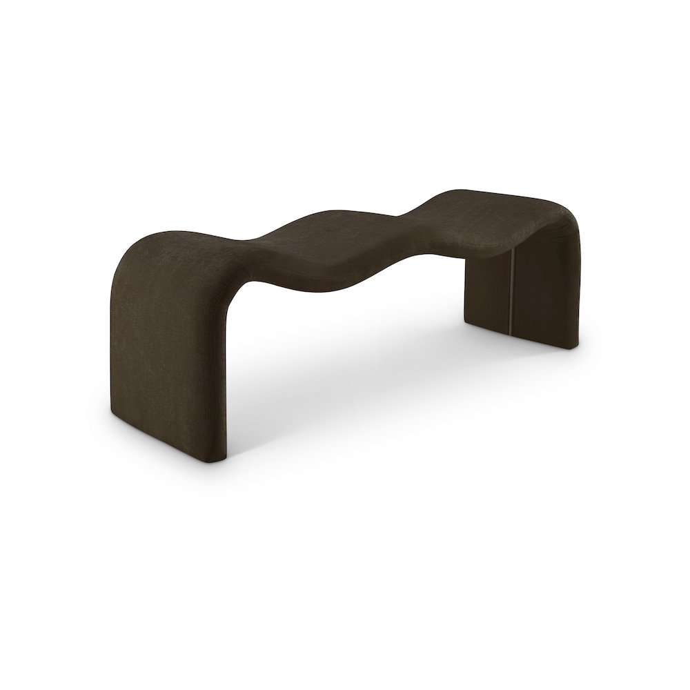 Willow Brown Chenille Fabric Bench. Picture 1
