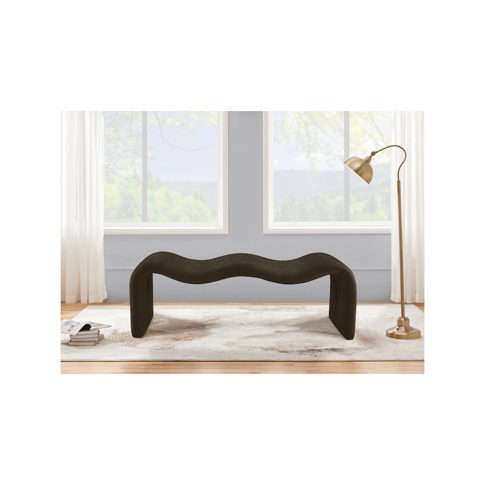 Willow Brown Chenille Fabric Bench. Picture 2