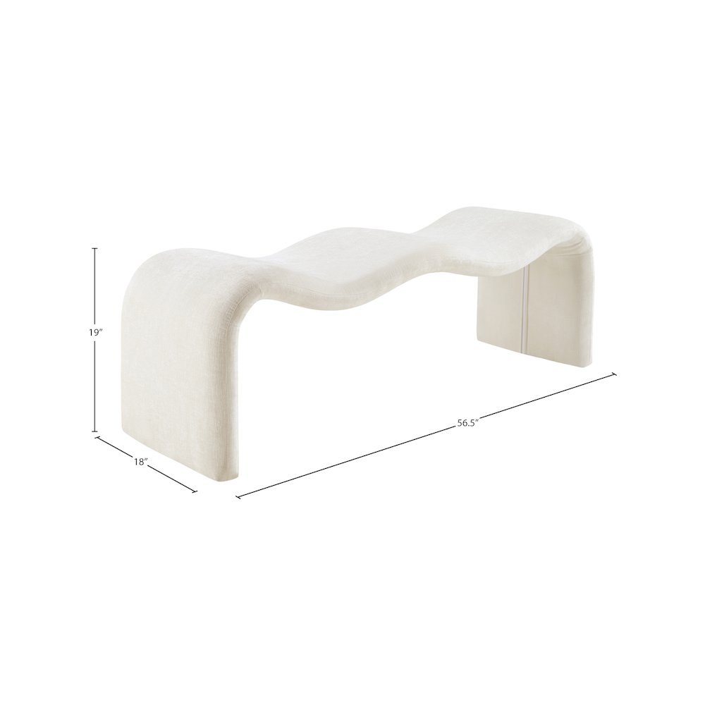 Willow Cream Chenille Fabric Bench. Picture 10
