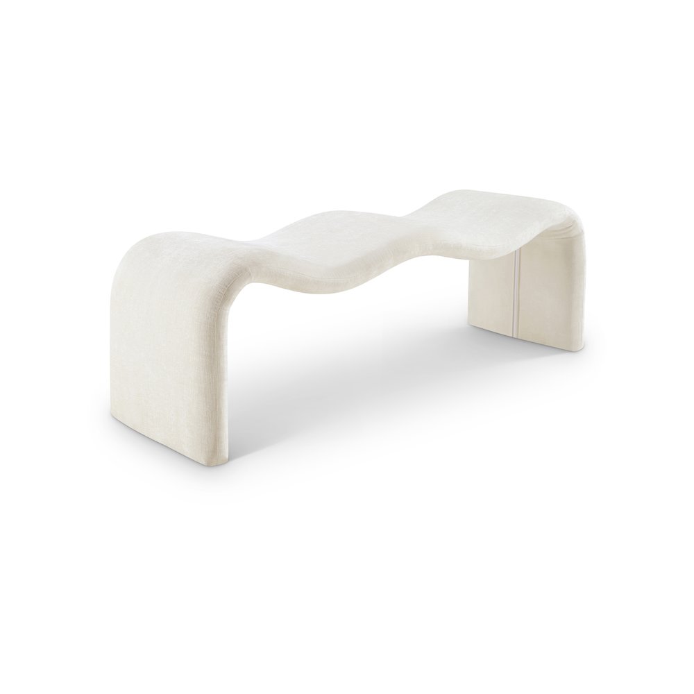 Willow Cream Chenille Fabric Bench. Picture 1