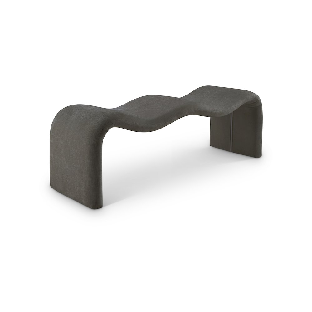 Willow Grey Chenille Fabric Bench. Picture 1