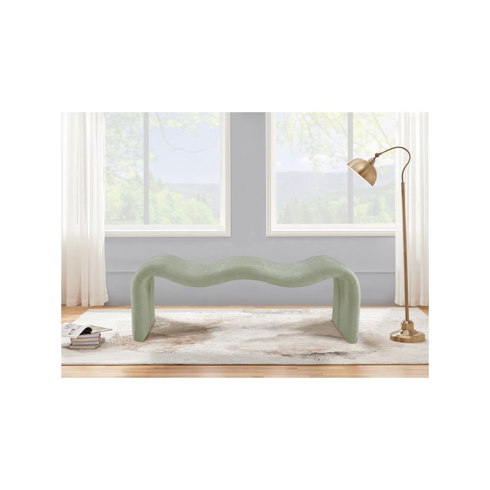 Willow Mint Chenille Fabric Bench. Picture 2
