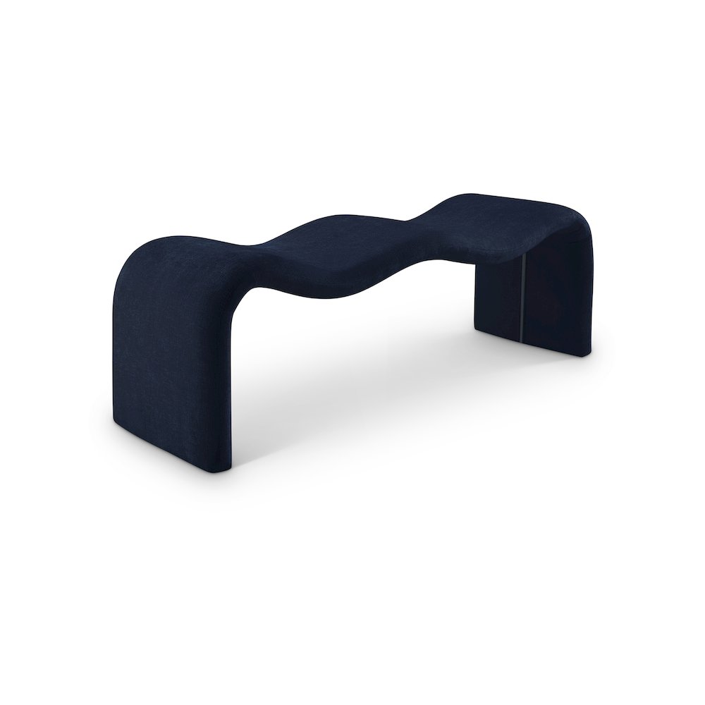 Willow Navy Chenille Fabric Bench. Picture 1