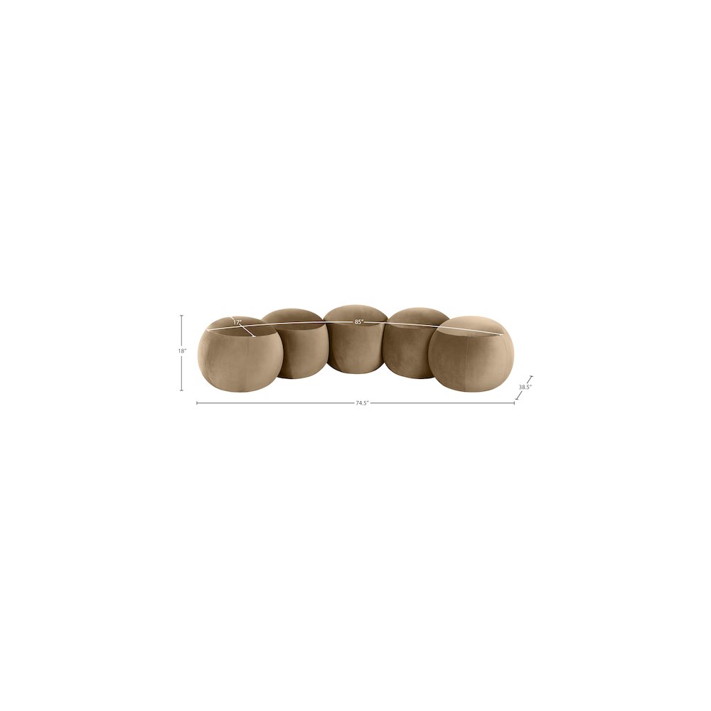 Apollo Beige Velvet Bench. Picture 9