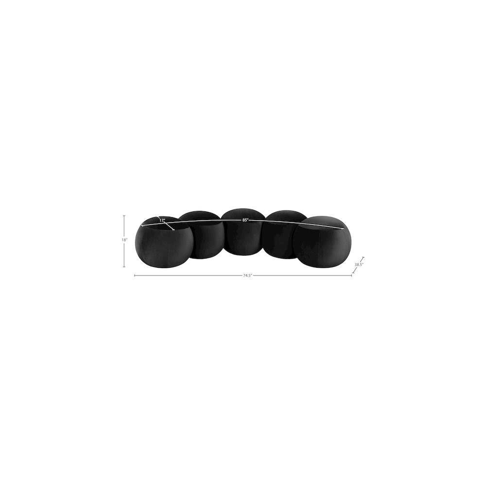 Apollo Black Velvet Bench. Picture 9