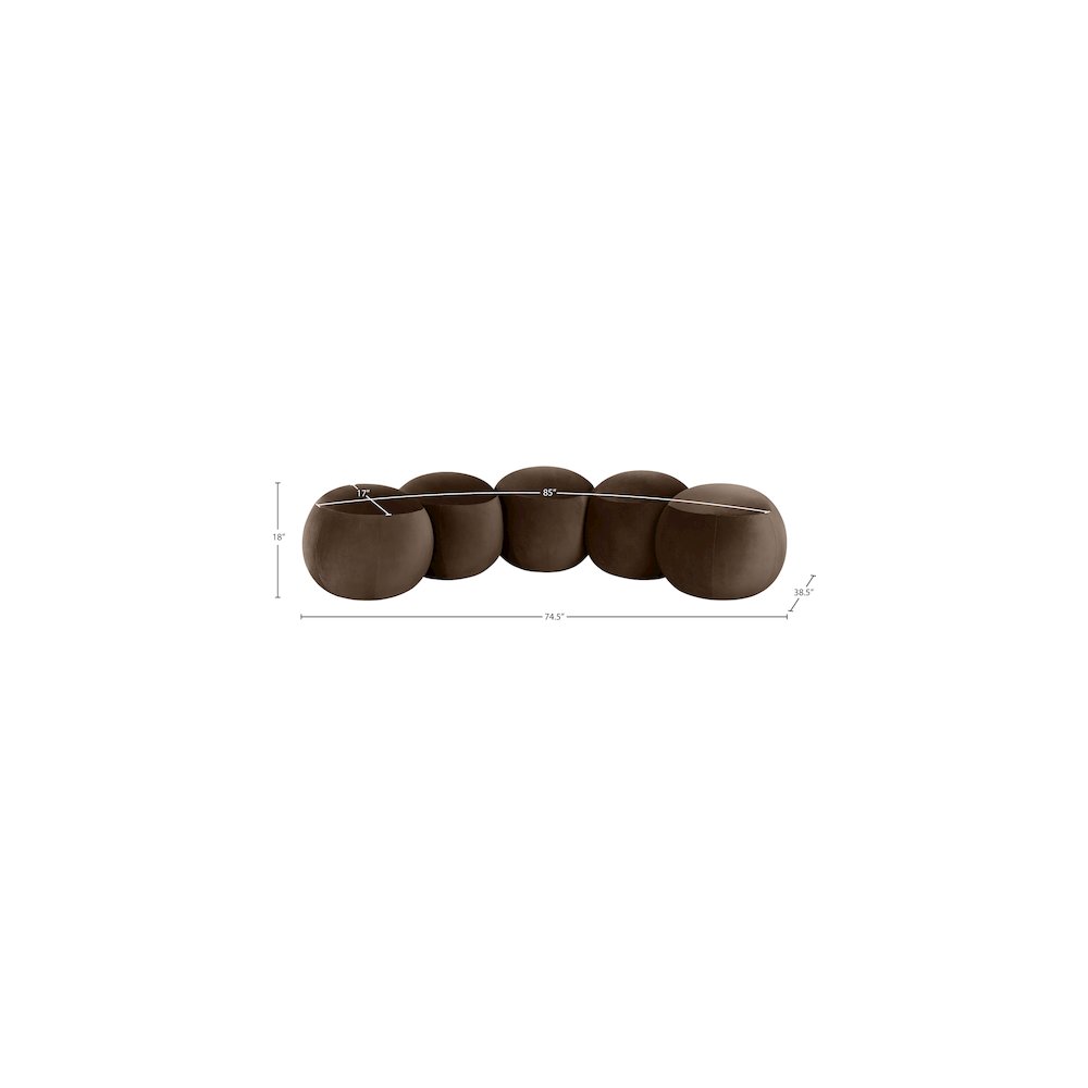 Apollo Brown Velvet Bench. Picture 9