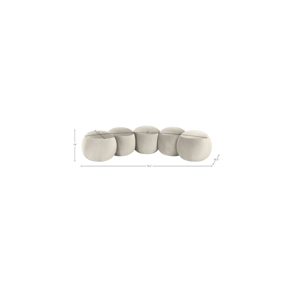 Apollo Cream Velvet Bench. Picture 9