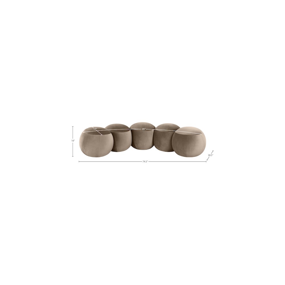 Apollo Taupe Velvet Bench. Picture 9