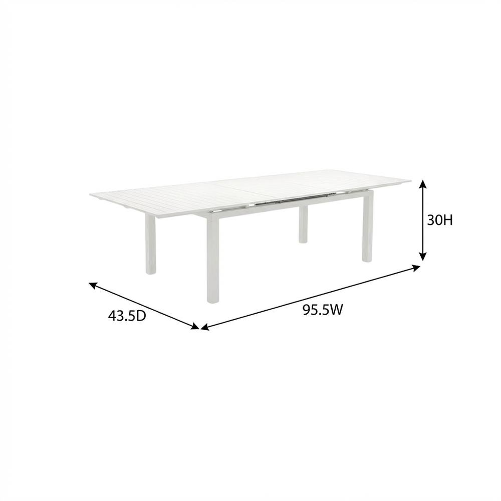 Contemporary White Outdoor Dining Table For Patio With Adjustable Width. Picture 7