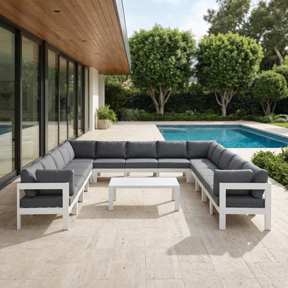 Gray Fabric Outdoor Modular Sectional With Contemporary Style. Picture 3