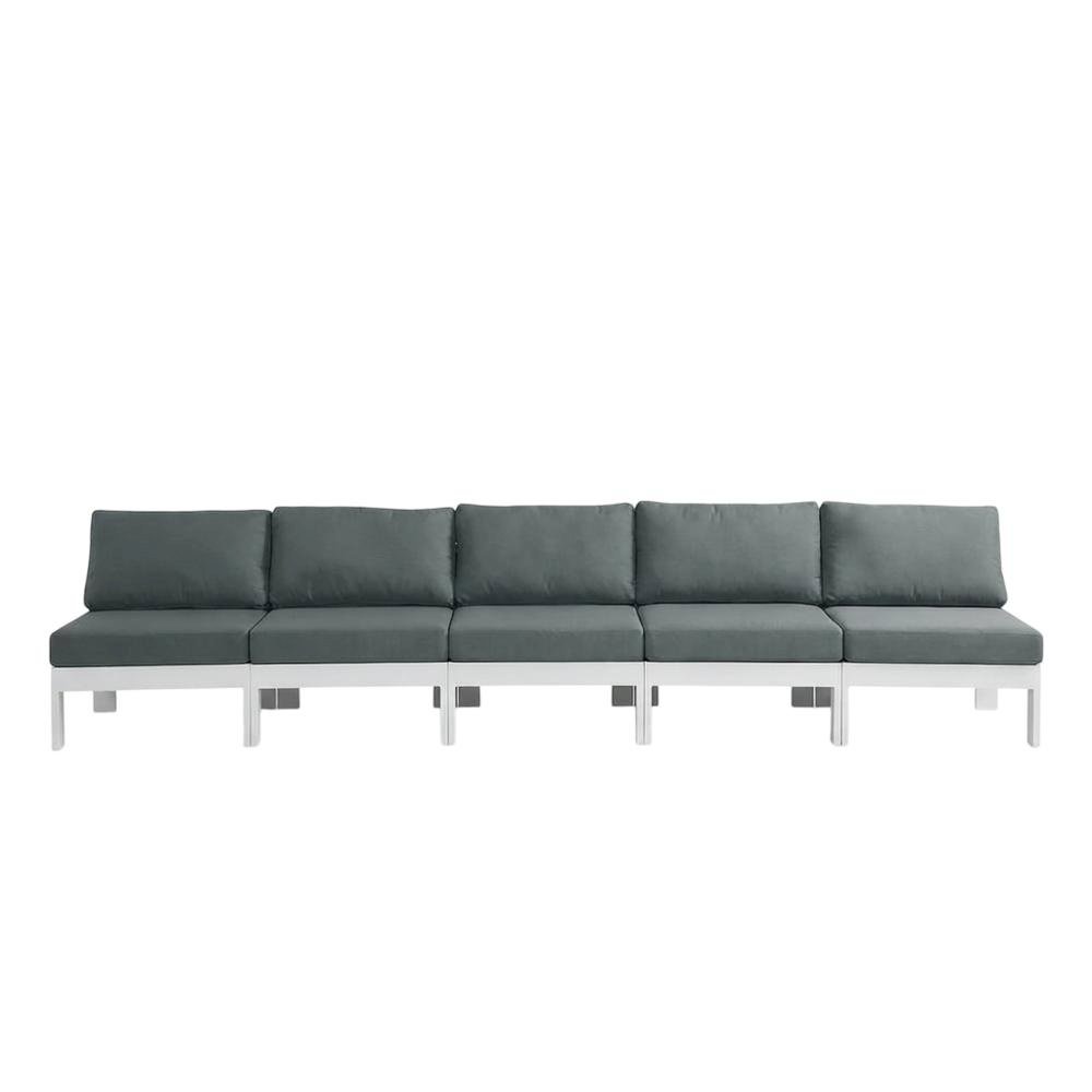 Gray Fabric Outdoor Modular Sofa With Contemporary Style And Cushioned Seat. Picture 4