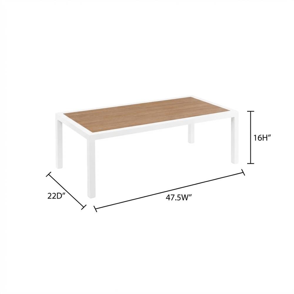 Brown Wood Look Accent Outdoor Patio Aluminum Coffee Table, Contemporary. Picture 7