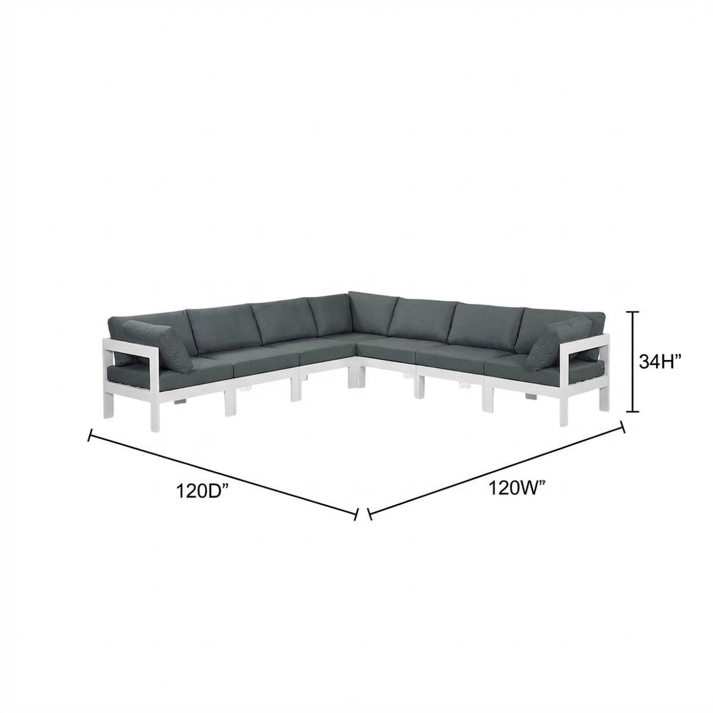 Gray Fabric Outdoor Modular Sectional For Contemporary Patio Lounge. Picture 7