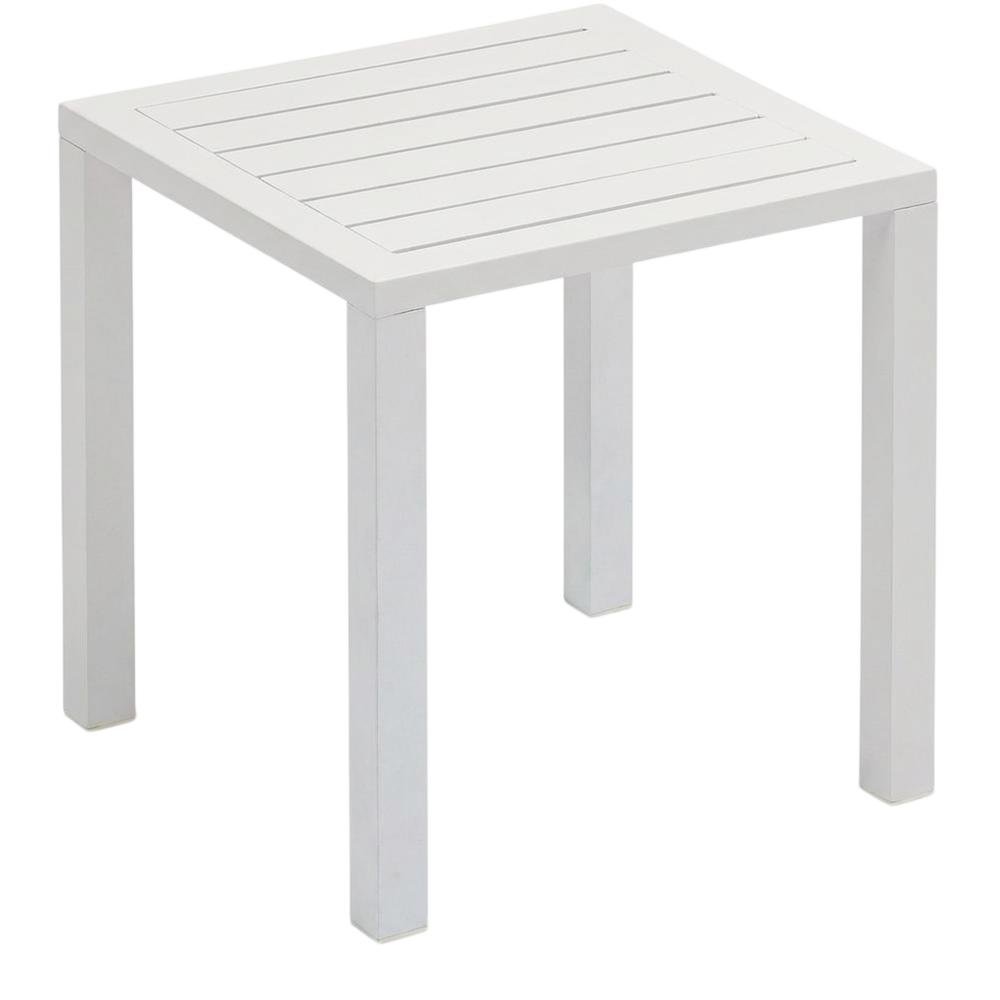 White Outdoor Patio End Table With Contemporary Style. Picture 1