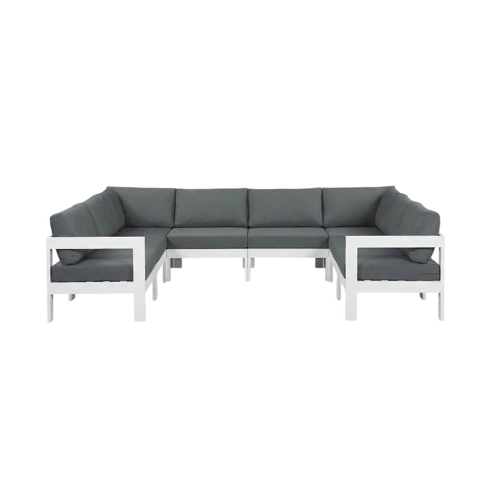 Gray Fabric Outdoor Sectional With Contemporary Style And Comfortable Seating. Picture 4